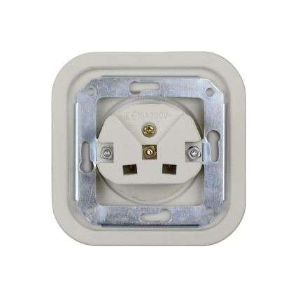 Elhard - Tomada retro em cerâmica para uso doméstico com moldura 230V branca