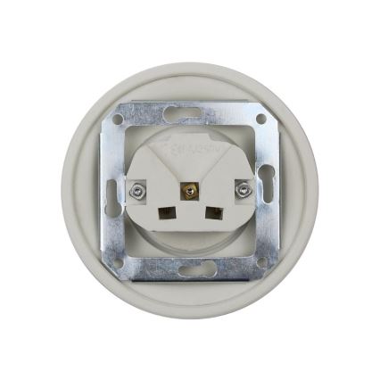 Elhard - Tomada retro em cerâmica para uso doméstico com moldura SCHUKO 230V branca