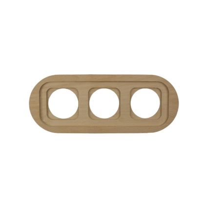 Elhard - Tomada retro tripla em cerâmica para uso doméstico com moldura SCHUKO 230V branca/madeira clara