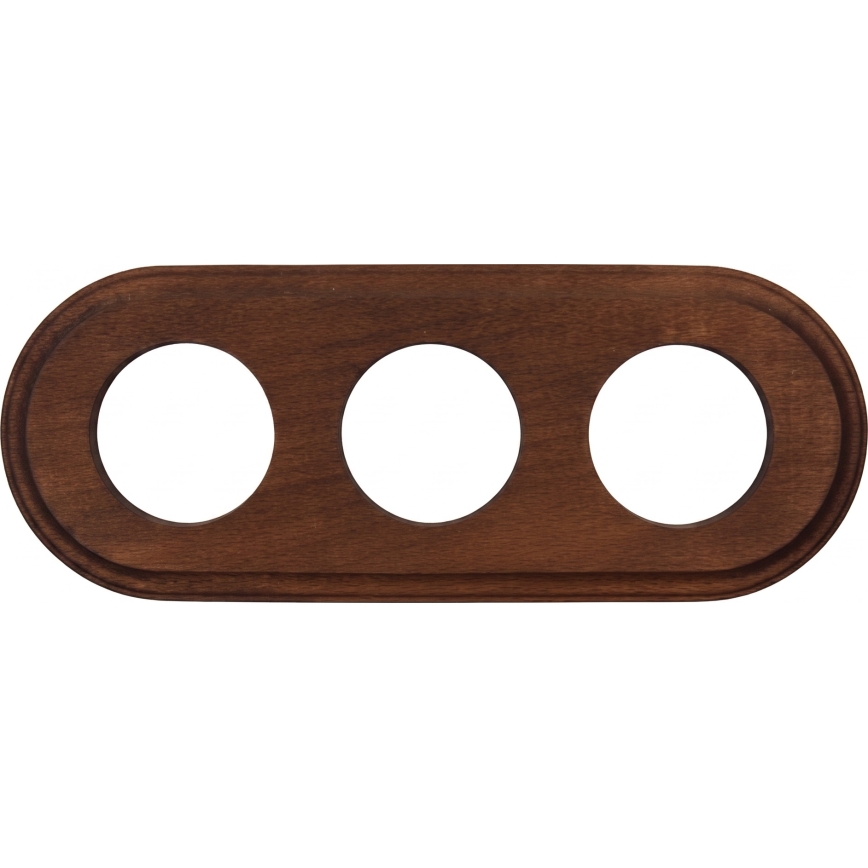 Elhard - Tomada retro tripla em cerâmica para uso doméstico com moldura SCHUKO 230V preto/madeira escura