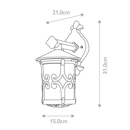 Elstead BL8-BLACK - Iluminação de parede exterior HEREFORD 1xE27/100W/230V IP23
