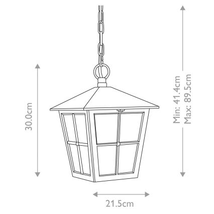 Elstead - Candelabro suspenso exterior CANTERBURY 1xE27/100W/230V IP43 preto