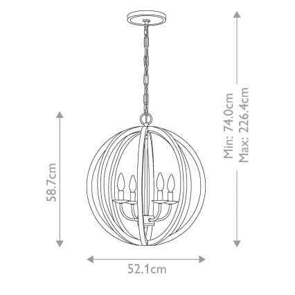 Elstead FE-ALLIER-4P-WW - Candelabro suspenso ALLIER 4xE14/60W/230V carvalho