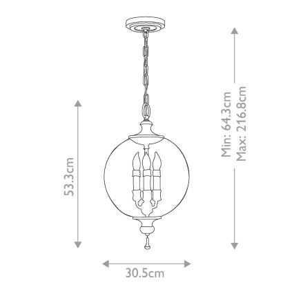 Elstead FE-ARGENTO-P - Candelabro suspenso ARGENTO 3xE14/60W/230V