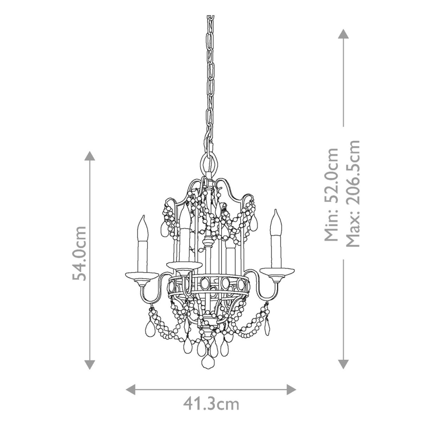 Elstead FE-GIANNA4 - Candelabro suspenso de cristal GIANNA 4xE14/60W/230V
