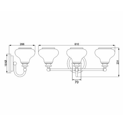 Elstead - Iluminação de parede de casa de banho LED AINSLEY 3xG9/3W/230V IP44