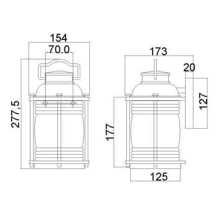 Elstead KL-ASHLANDBAY2-S - Iluminação de parede exterior ASHLAND 1xE27/60W/230V IP44