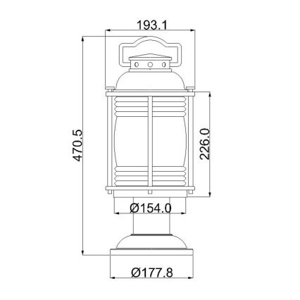 Elstead KL-ASHLANDBAY3-M - Candeeiro exterior ASHLAND 1xE27/60W/230V IP44