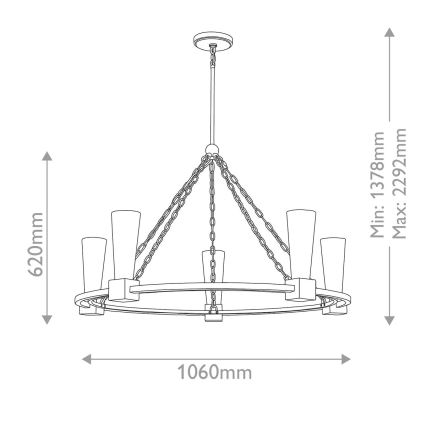 Elstead - Lustre de haste KRISTY 5xE27/40W/230V, acabamento em cobre
