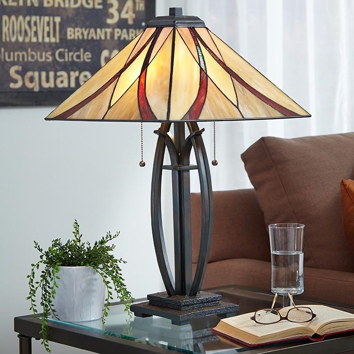 Elstead - Luminária de mesa Tiffany ASHEVILLE 2xE27/60W/230V