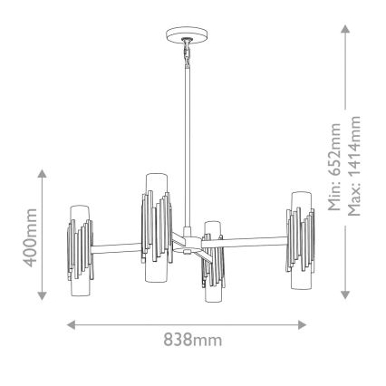 Elstead - Lustre com haste MARVELE 8xE14/40W/230V dourado