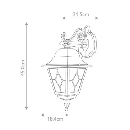Elstead NR2-BLK - Iluminação de parede exterior NORFOLK 1xE27/100W/230V IP43