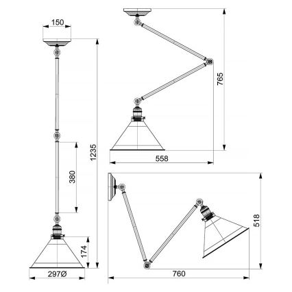 Elstead PV-GWP-AB - Candelabro suspenso PROVENCE 1xE27/60W/230V