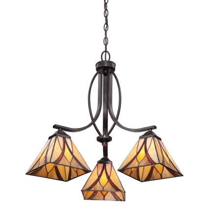 Elstead - Lustre Tiffany ASHEVILLE suspenso por corrente, 3xE27/60W/230V