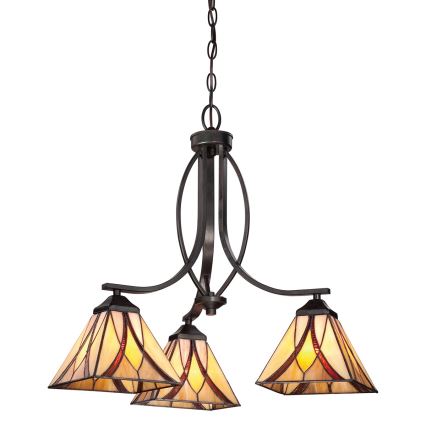 Elstead - Lustre Tiffany ASHEVILLE suspenso por corrente, 3xE27/60W/230V
