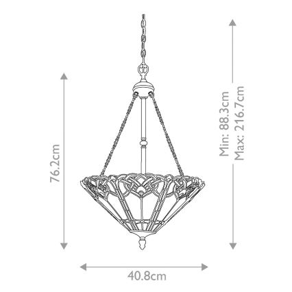 Elstead - Lustre suspenso por corrente Tiffany BELLE 3xE27/100W/230V