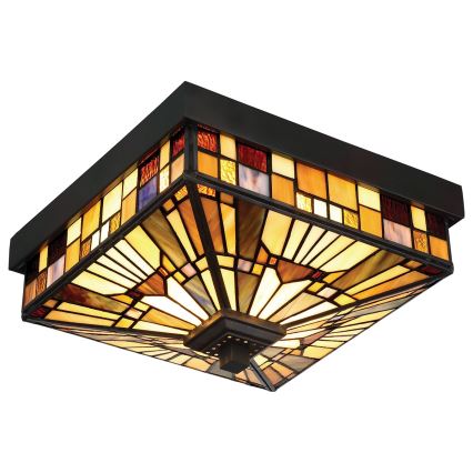 Elstead - Candeeiro de tecto exterior Tiffany INGLENOOK 2xE27/60W/230V IP44