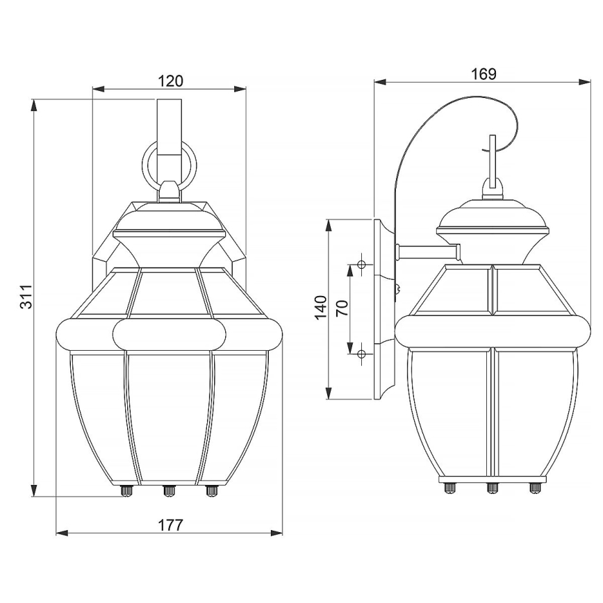 Elstead - Aplique de parede exterior NEWBURY 1xE27/60W/230V IP44