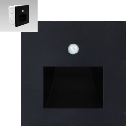 Emithor 70418 - Luminária de escada LED com sensor SUNNY LED/1W/230V 4000K preta