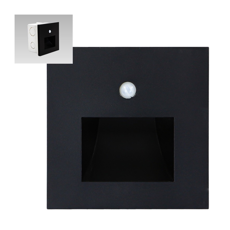 Emithor 70418 - Luminária de escada LED com sensor SUNNY LED/1W/230V 4000K preta