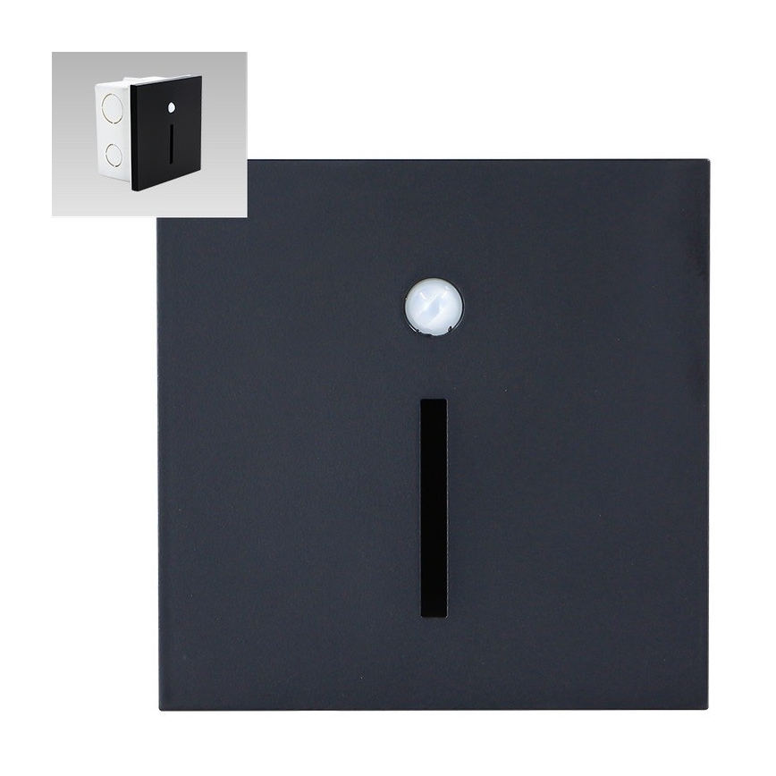 Emithor 70430 - Luminária LED para escadas com sensor LINE LED/1W/230V preta