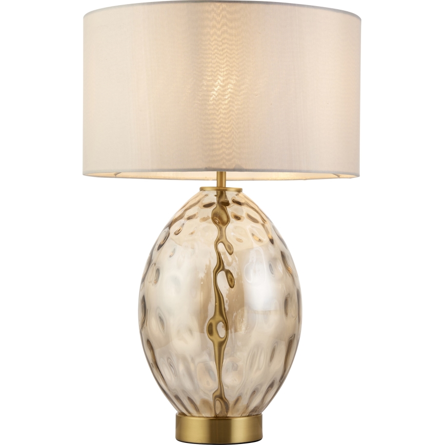 Endon 101150 - Candeeiro de mesa regulável ERIN 1xE27/10W/230V branco/latão/bege fumado