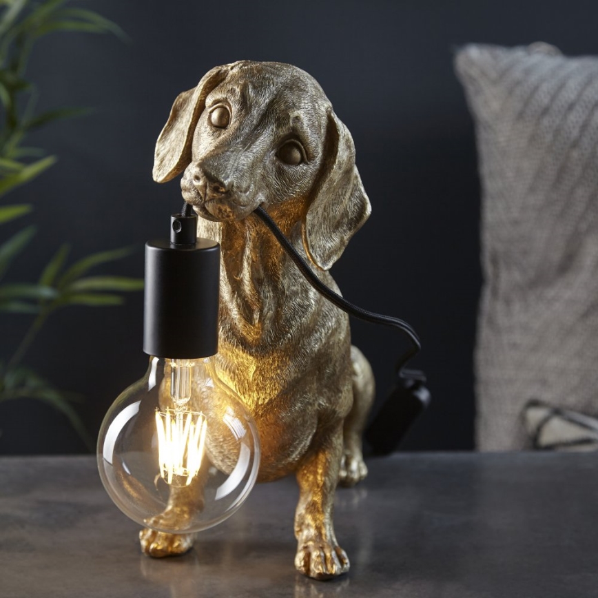 Endon 101187 - Candeeiro de mesa DACHSHUND 1xE27/10W/230V dourado