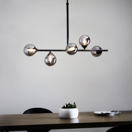 Endon 101348 - Lustre de haste OTIS 5xG9/3W/230V cromo preto/preto fumê