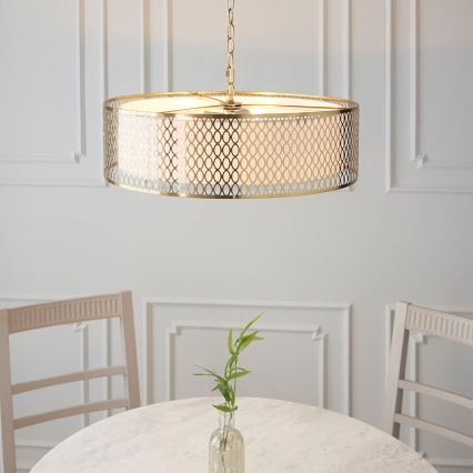 Endon 101569 - Lustre suspenso com corrente CORDERO 3xE27/10W/230V dourado