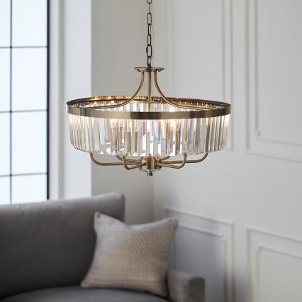 Endon 102505 - Lustre com corrente 6xE14/6W/230V Ø 55 cm latão