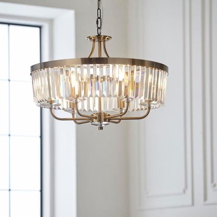Endon 102505 - Lustre com corrente 6xE14/6W/230V Ø 55 cm latão