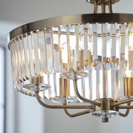 Endon 102505 - Lustre com corrente 6xE14/6W/230V Ø 55 cm latão