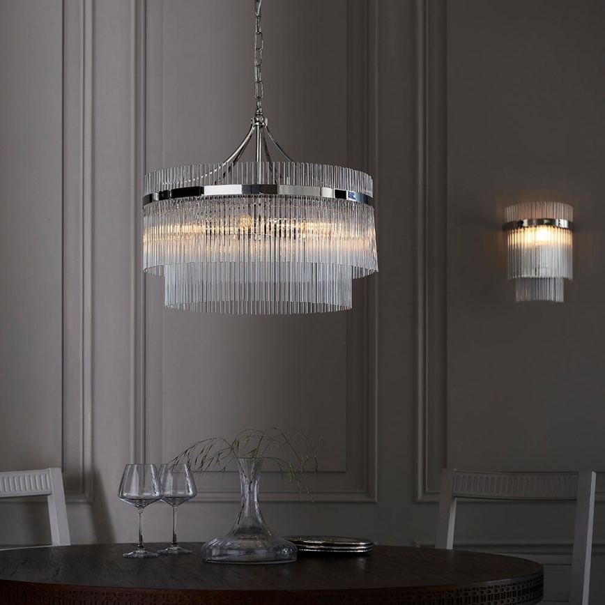Endon 104112 - Lustre suspenso por corrente MARIETTA 5xE14/7W/230V cromo brilhante/vidro transparente
