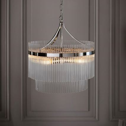 Endon 104112 - Lustre suspenso por corrente MARIETTA 5xE14/7W/230V cromo brilhante/vidro transparente