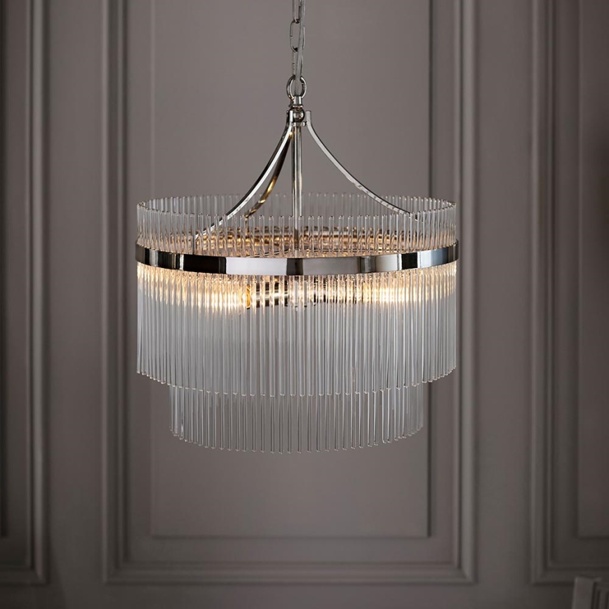 Endon 104112 - Lustre suspenso por corrente MARIETTA 5xE14/7W/230V cromo brilhante/vidro transparente