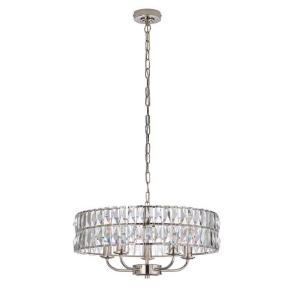 Endon 104467 - Candeeiro suspenso CLIFTON 5xE14/6W/230V cromado brilhante/transparente diâmetro 50,5 cm