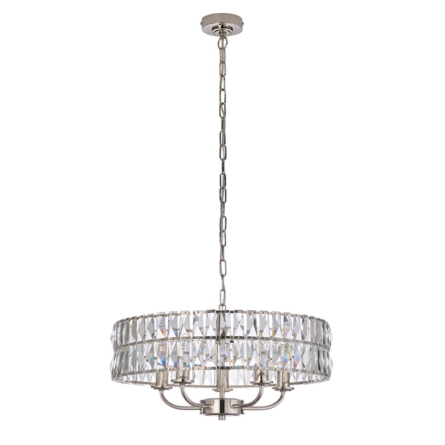 Endon 104467 - Candeeiro suspenso CLIFTON 5xE14/6W/230V cromado brilhante/transparente diâmetro 50,5 cm