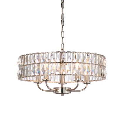 Endon 104467 - Candeeiro suspenso CLIFTON 5xE14/6W/230V cromado brilhante/transparente diâmetro 50,5 cm