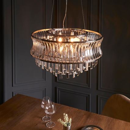 Endon 104530 - Lustre suspenso por corrente, 9xE14/6W/230V, cromado brilhante