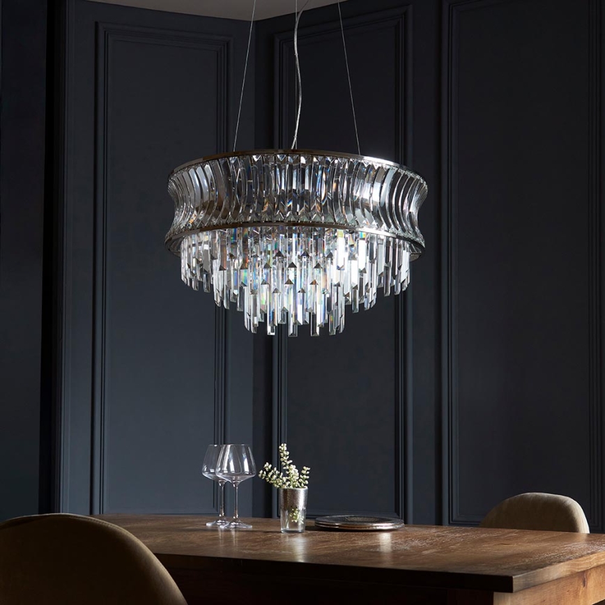 Endon 104530 - Lustre suspenso por corrente, 9xE14/6W/230V, cromado brilhante