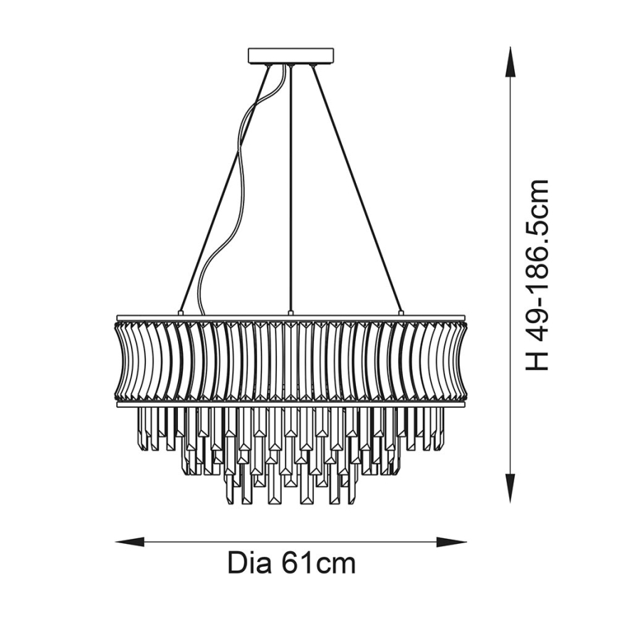 Endon 104530 - Lustre suspenso por corrente, 9xE14/6W/230V, cromado brilhante