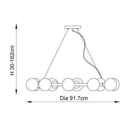 Endon 106008 - Lustre suspenso OTIS com cabo 10xG9/3W/230V dourado/branco