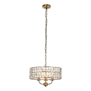 Endon 106243 - Lustre em corrente CLIFTON 3xE14/6W/230V Ø 38,5 cm latão/transparente