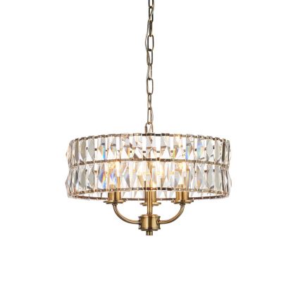 Endon 106243 - Lustre em corrente CLIFTON 3xE14/6W/230V Ø 38,5 cm latão/transparente