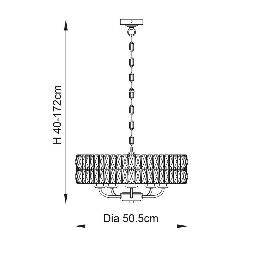 Endon 106244 - Lustre suspenso por corrente CLIFTON 5xE14/6W/230V latão/vidro transparente