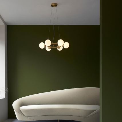 Endon 106390 - Lustre suspenso em cabo OTIS 6xG9/3W/230V dourado