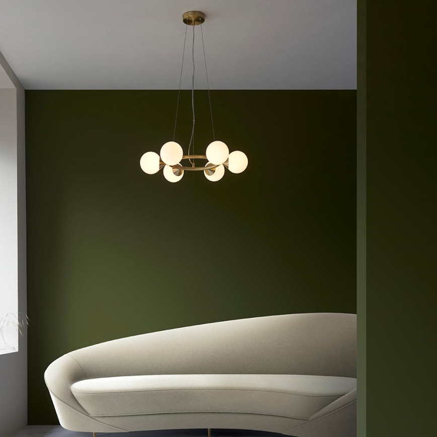 Endon 106390 - Lustre suspenso em cabo OTIS 6xG9/3W/230V dourado
