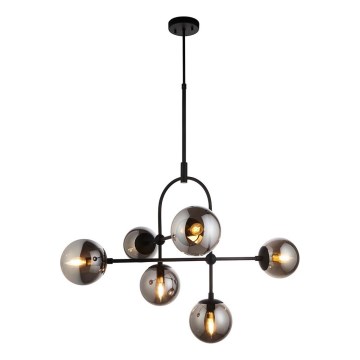 Endon 106661 - Lustre em haste ONTARIO 6xE14/7W/230V preto/fumê