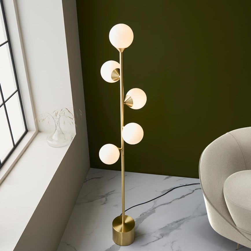 Endon 106756 - Candeeiro de pé OTIS 5xG9/3W/230V dourado/branco