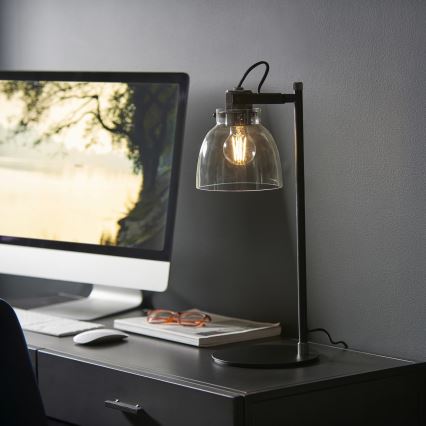 Endon 107012 - Candeeiro de mesa URBAN 1xE27/10W/230V preto/fumê